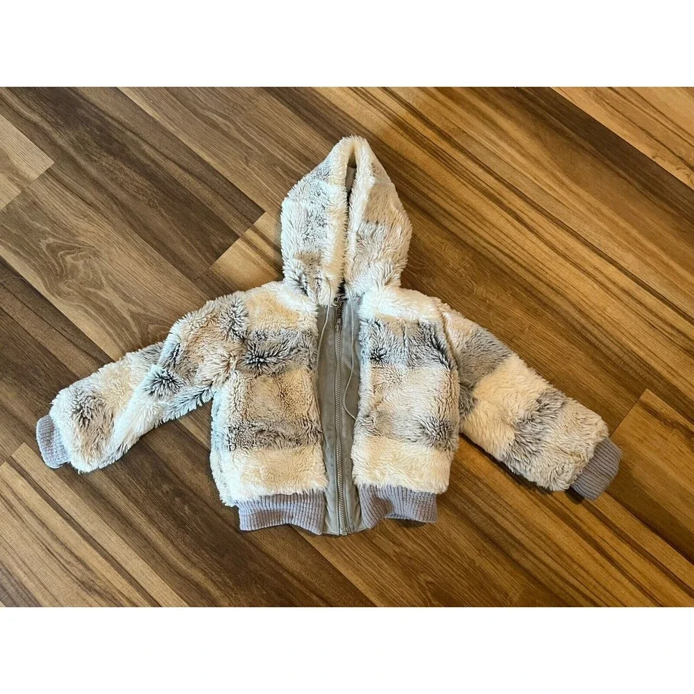 Weather Tamer Faux Fur Jacket Vintage Y2K Girls Size 6 Warm